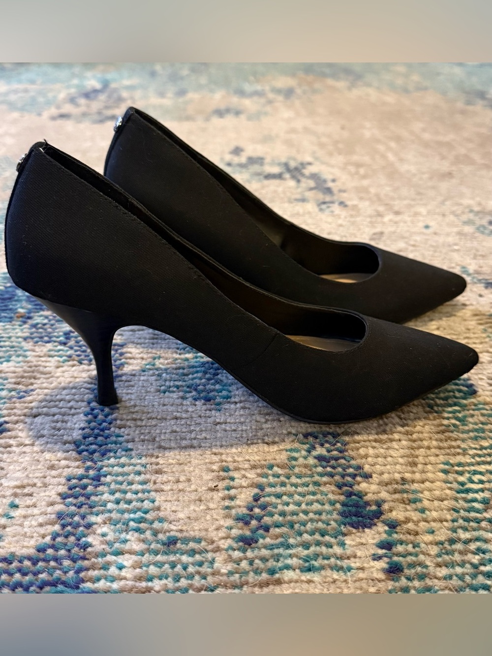 NYDJ Evie Black Pointed Toe Kitten Heel Pumps Womens 8.5M Gothcorp Workchic